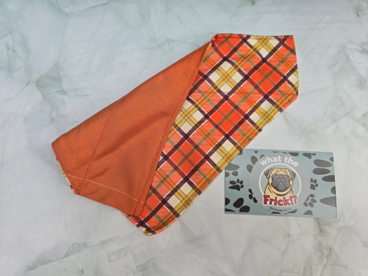 Orange & Yellow Plaid Reversible Dog Bandana