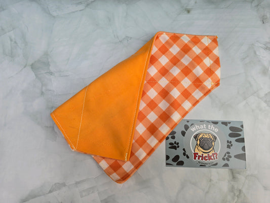 Orange & White Plaid Reversible Dog Bandana