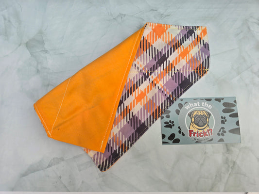 Orange, Purple & White Plaid Reversible Dog Bandana