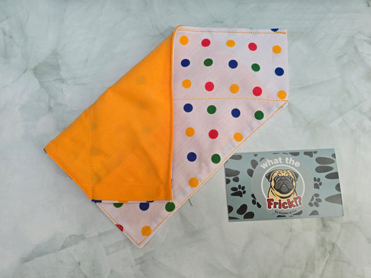 Multicolour Polkadot Reversible Dog Bandana (Yellow back)
