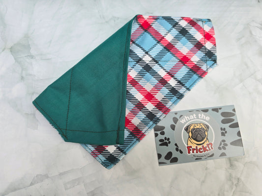 Red, White & Blue Plaid Reversible Dog Bandana