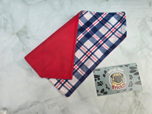 Red, White & Blue Plaid Reversible Dog Bandana