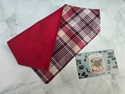 Red, Black & White Plaid Reversible Dog Bandana