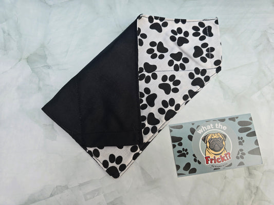 Black & White Pawprint Reversible Dog Bandana