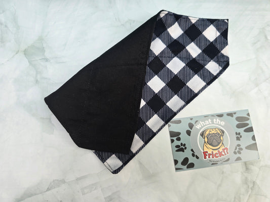 Black & White Plaid Reversible Dog Bandana