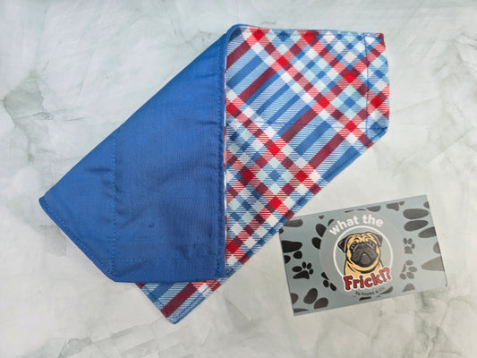 Red, White & Blue Plaid Reversible Dog Bandana