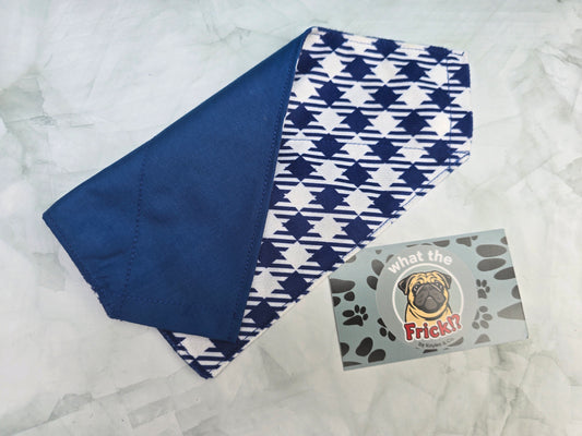 White & Blue Plaid Reversible Dog Bandana
