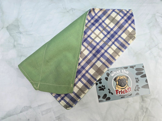 Green, White & Blue Plaid Reversible Dog Bandana