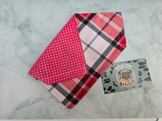 White, Pink & Red Plaid Reversible Dog Bandana
