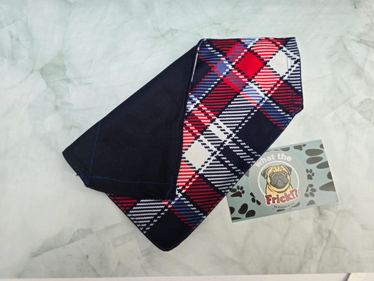 Red, White & Blue Plaid Reversible Dog Bandana