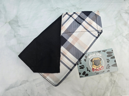Black, Tan & White Plaid Reversible Dog Bandana