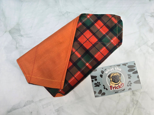 Orange & Green Plaid Reversible Dog Bandana