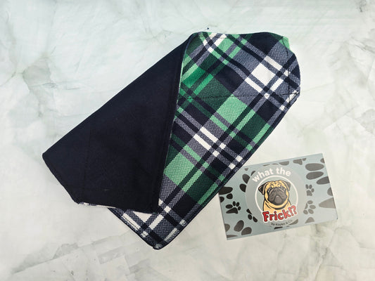 Green, Black & White Plaid Reversible Dog Bandana