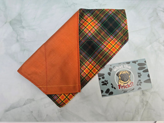 Orange & Green Plaid Reversible Dog Bandana