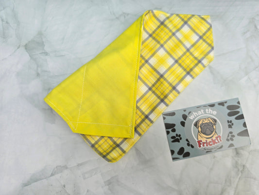 Yellow & White Plaid Reversible Dog Bandana