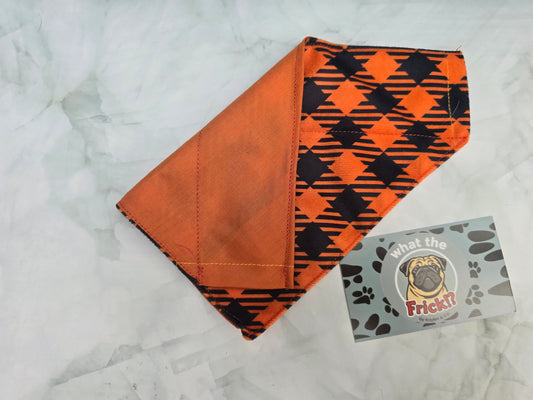 Orange & Black Plaid Reversible Dog Bandana