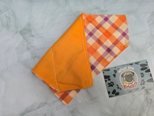 Orange, Purple & White Plaid Reversible Dog Bandana