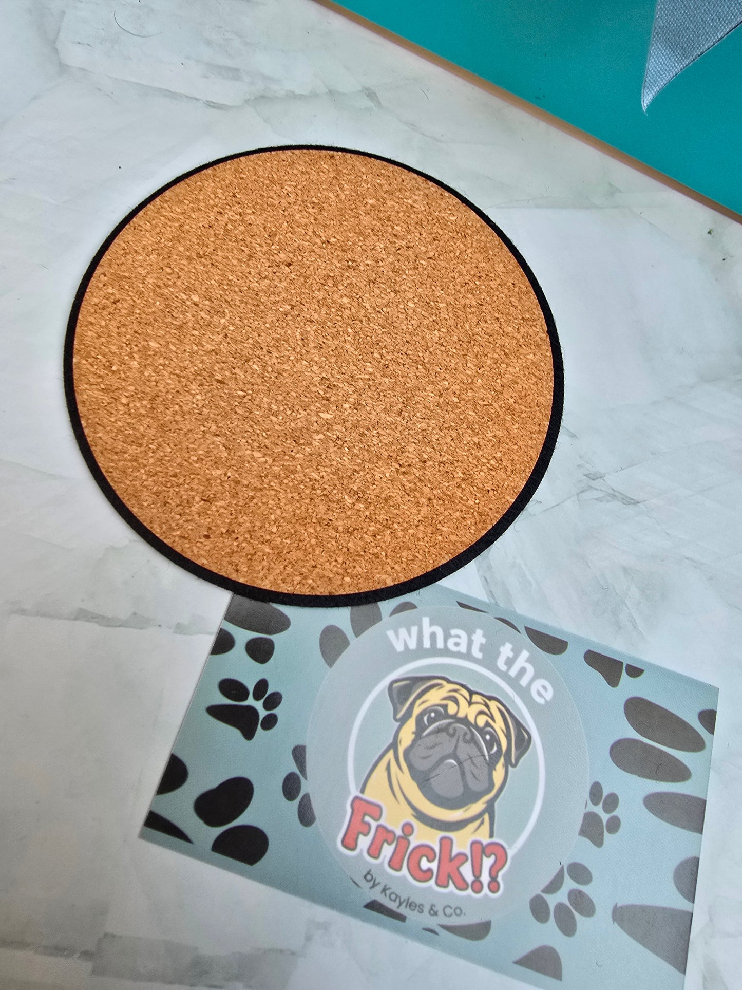 Felt Coaster with Cork Base - Floral Pawprint