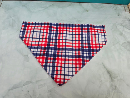 Red, White & Blue Plaid Reversible Dog Bandana