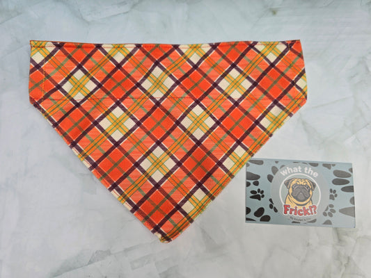 Orange & Yellow Plaid Reversible Dog Bandana