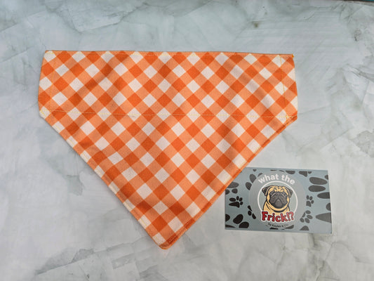 Orange & White Plaid Reversible Dog Bandana