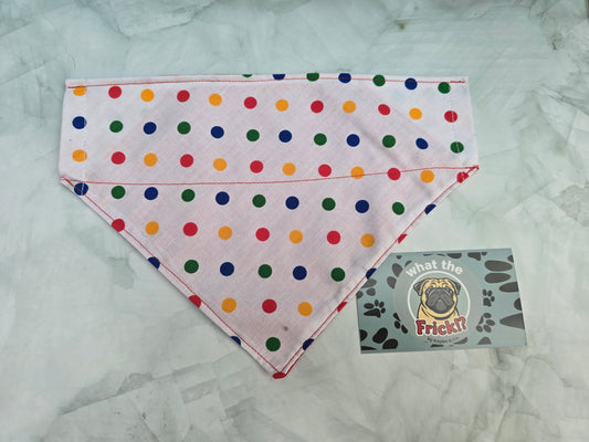 Multicolour Polkadot Reversible Dog Bandana (Red back)