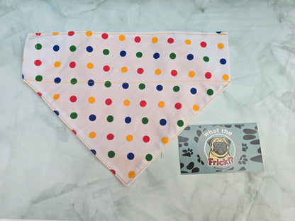 Multicolour Polkadot Reversible Dog Bandana (Yellow back)