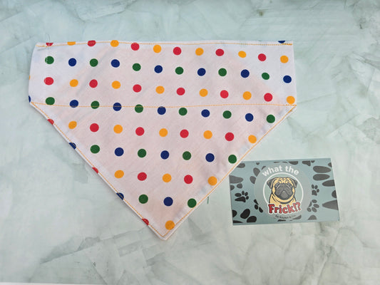 Multicolour Polkadot Reversible Dog Bandana (Yellow back)