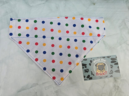 Multicolour Polkadot Reversible Dog Bandana (Blue back)
