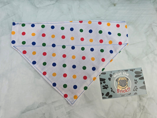 Multicolour Polkadot Reversible Dog Bandana (Blue back)