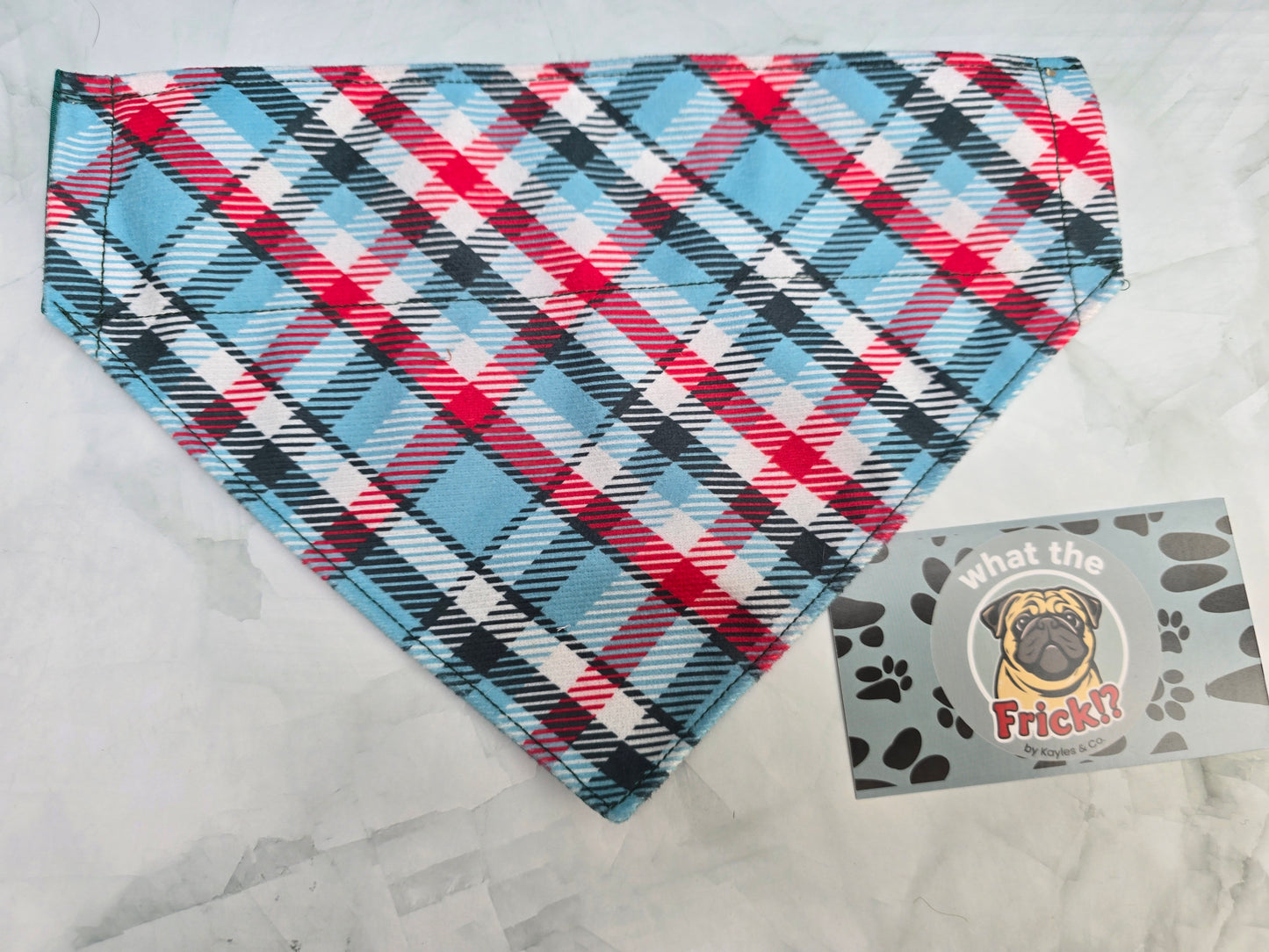Red, White & Blue Plaid Reversible Dog Bandana
