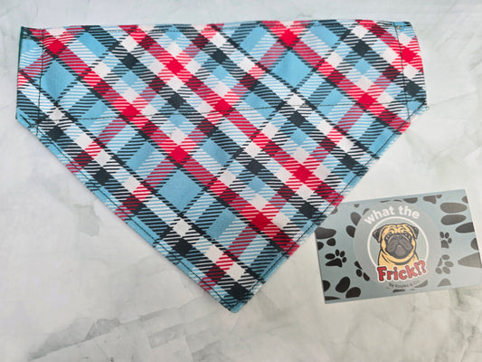 Red, White & Blue Plaid Reversible Dog Bandana
