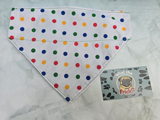 Multicolour Polkadot Reversible Dog Bandana (Green back)