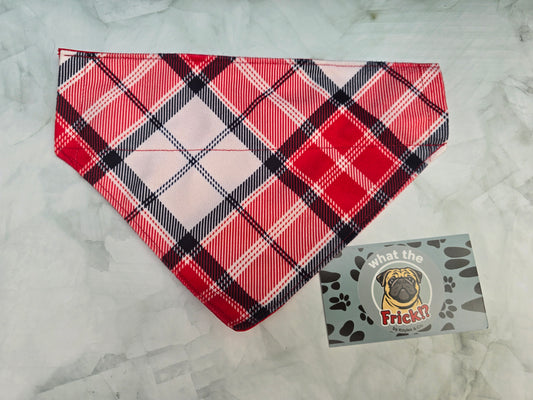Red, Black & White Plaid Reversible Dog Bandana