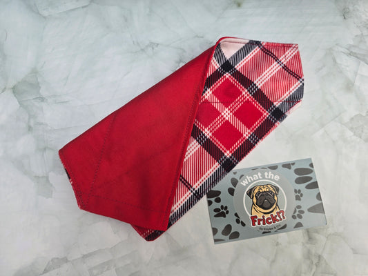 Red, Black & White Plaid Reversible Dog Bandana