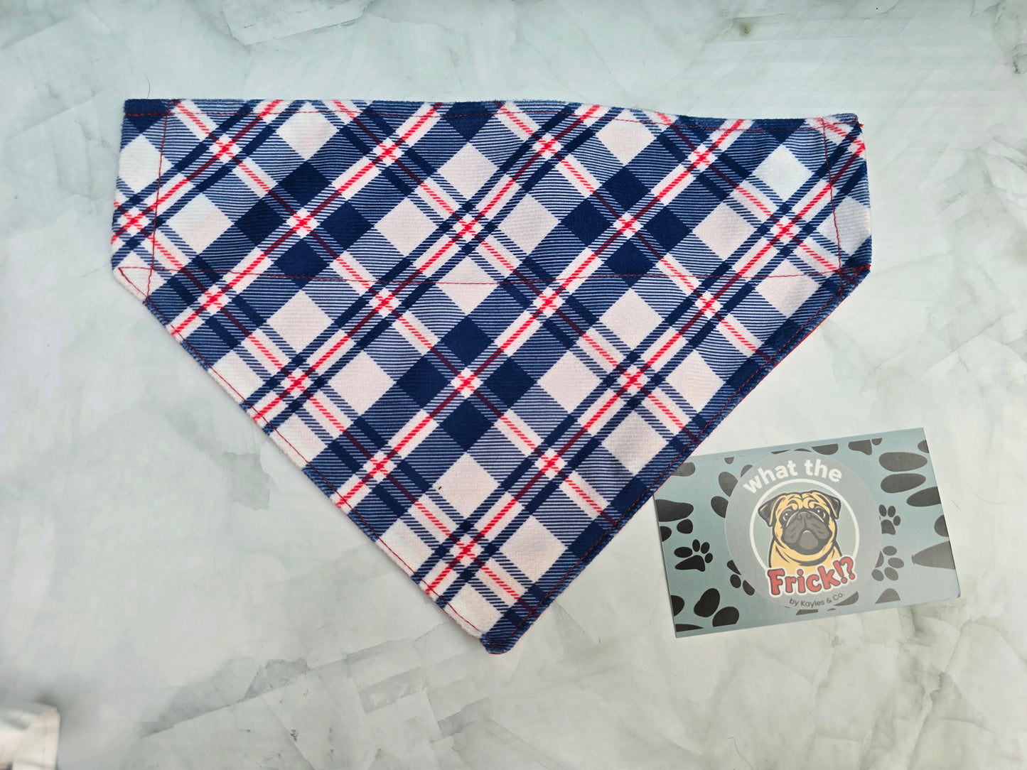 Red, White & Blue Plaid Reversible Dog Bandana