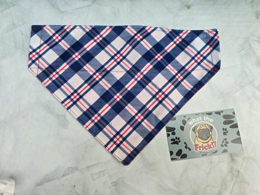 Red, White & Blue Plaid Reversible Dog Bandana