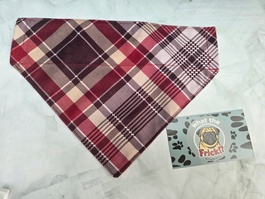 Red, Black & White Plaid Reversible Dog Bandana