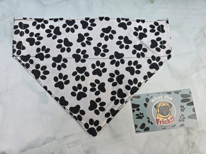 Black & White Pawprint Reversible Dog Bandana