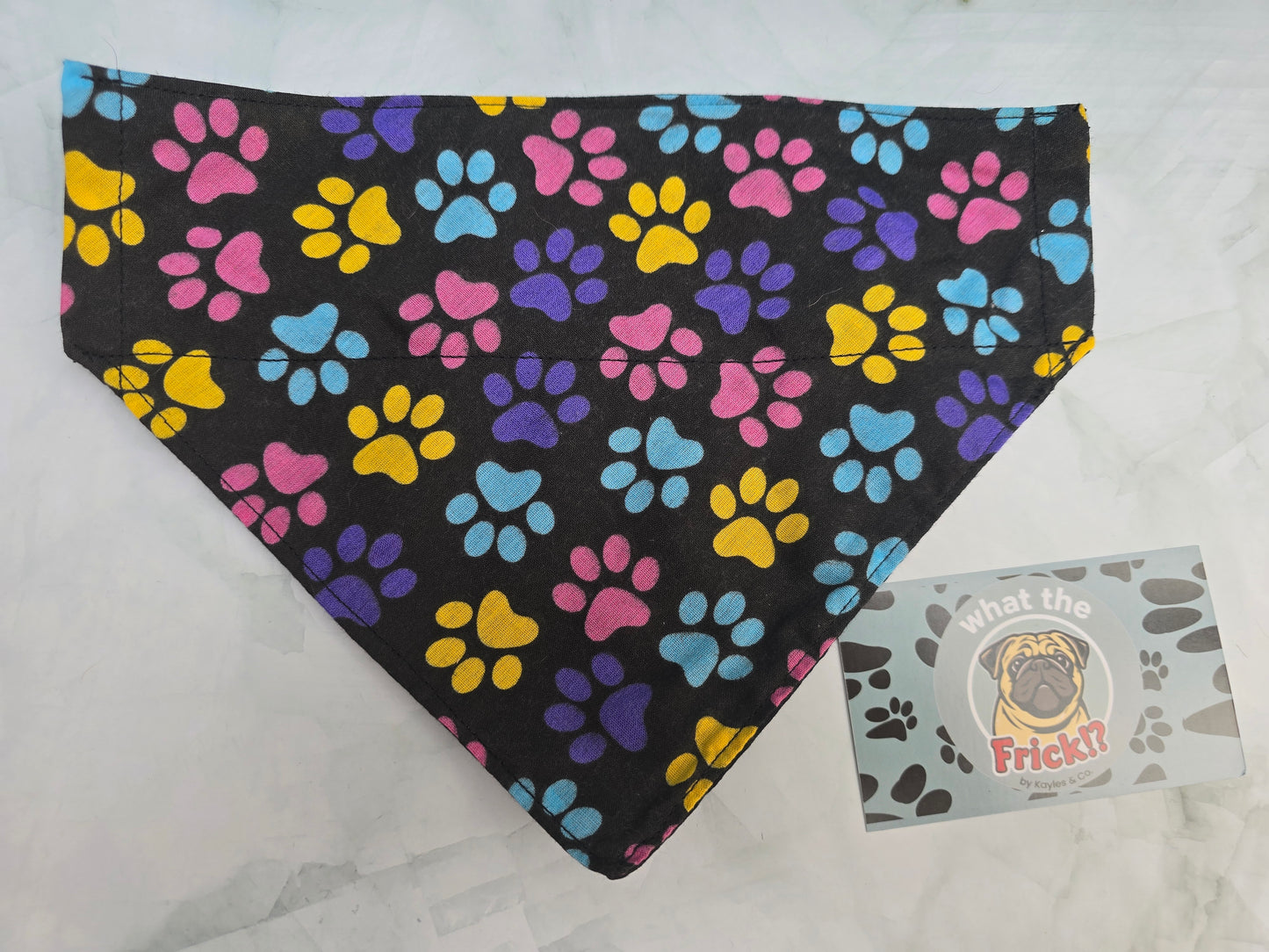 Multicolour Pawprint Reversible Dog Bandana