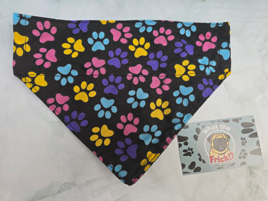 Multicolour Pawprint Reversible Dog Bandana