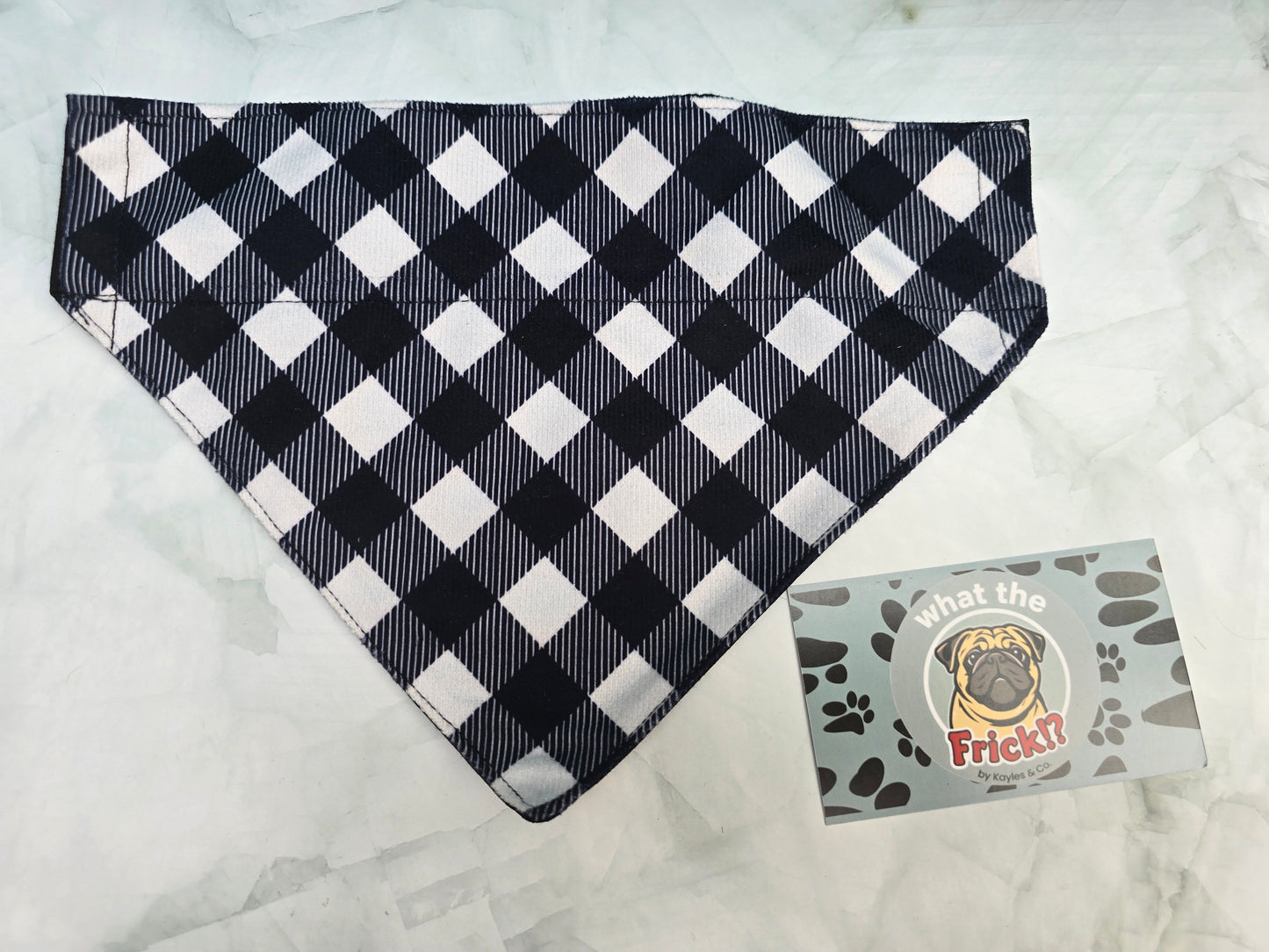 Black & White Plaid Reversible Dog Bandana