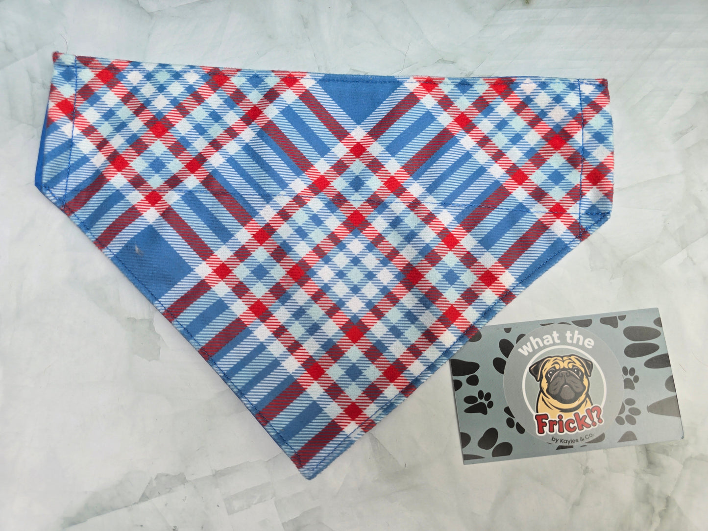 Red, White & Blue Plaid Reversible Dog Bandana