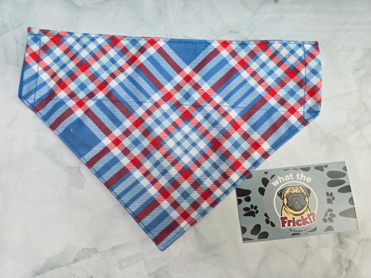Red, White & Blue Plaid Reversible Dog Bandana