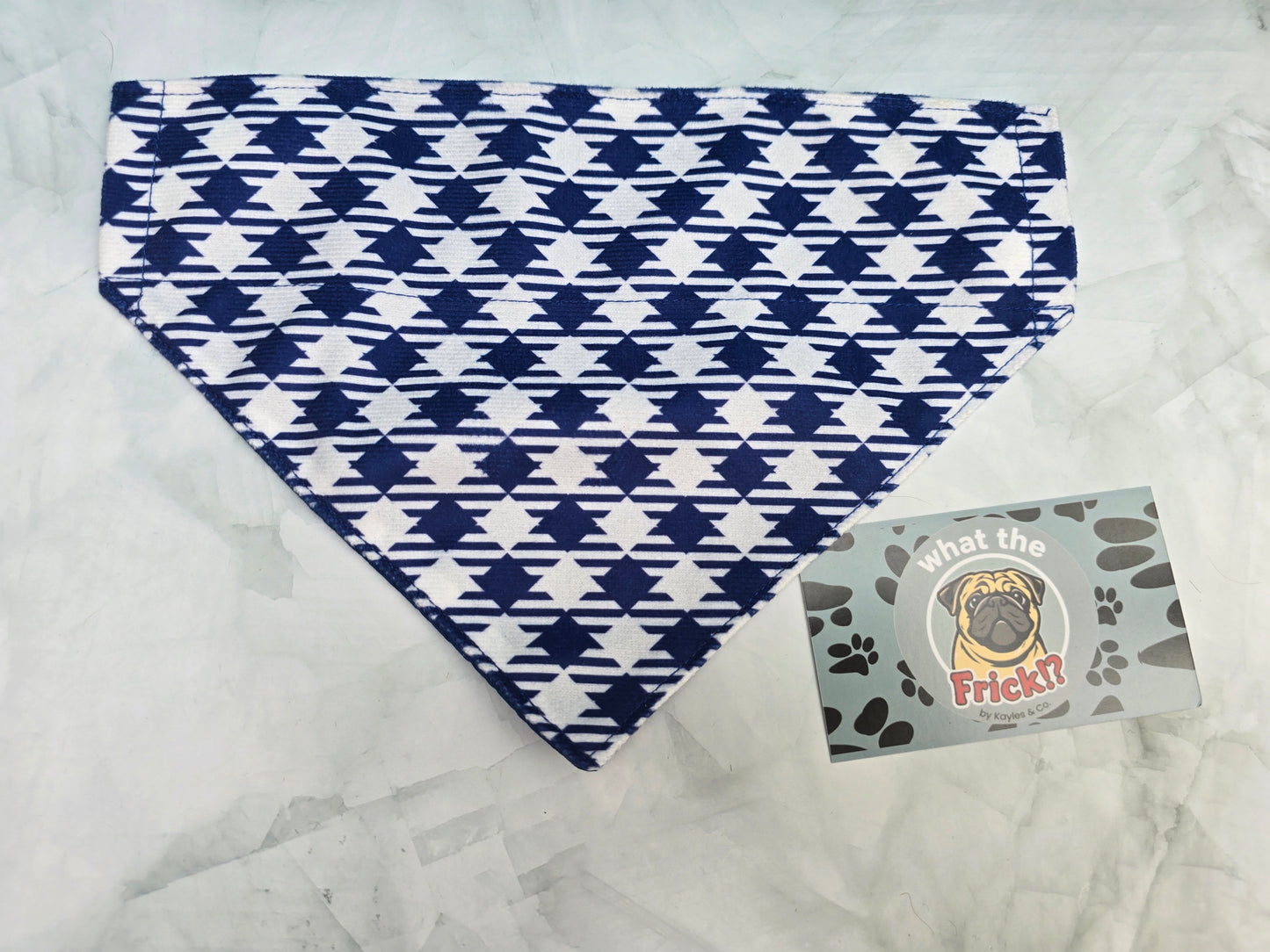 White & Blue Plaid Reversible Dog Bandana