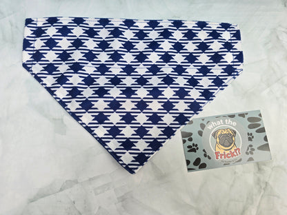 White & Blue Plaid Reversible Dog Bandana