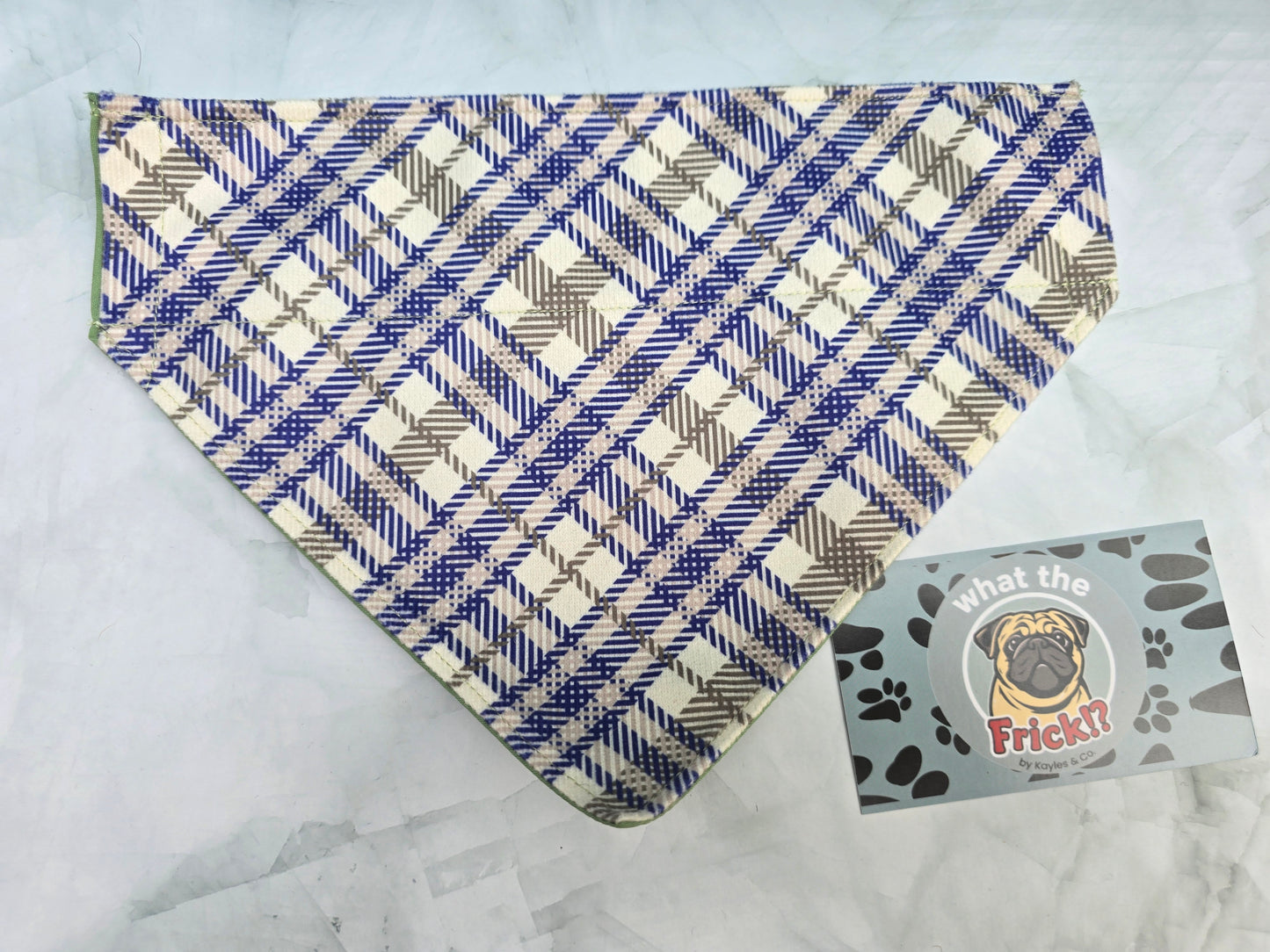Green, White & Blue Plaid Reversible Dog Bandana