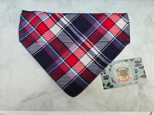 Red, White & Blue Plaid Reversible Dog Bandana