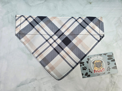 Black, Tan & White Plaid Reversible Dog Bandana