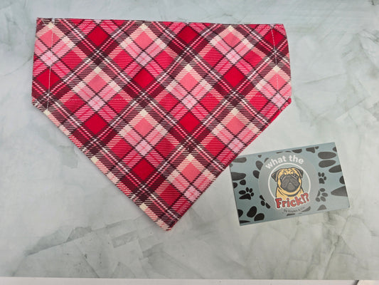 Red, White & Pink Plaid Reversible Dog Bandana